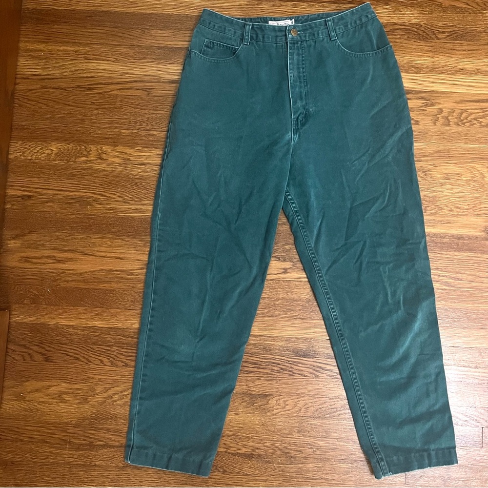 Vintage Talbots emerald hunter dark green chinos pants jeans 12 mom tapered